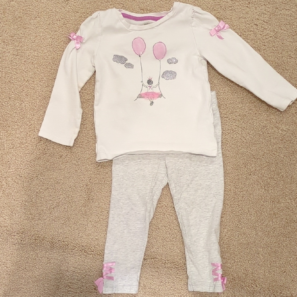 Gymboree White and Purple Top with Gray Accents